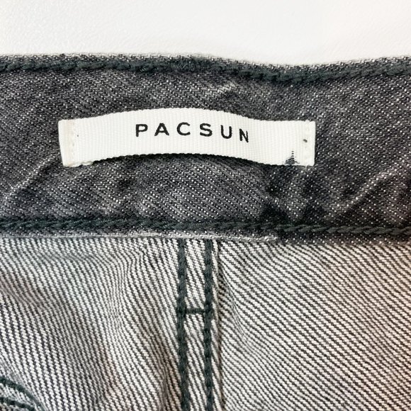PacSun Jeans High Rise Straight Black Two-Toned Raw Hem Button Fly 24 - Picture 5 of 6